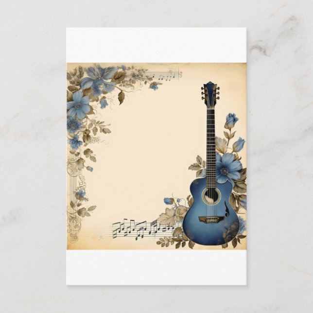 Gitarrmusiknoter blommor tilläggskort (Framsida)