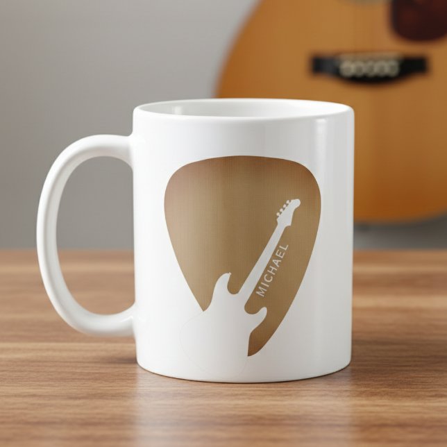 Gitarrplektrum Gitarrist Musiker Kaffemugg (Skapare uppladdad)