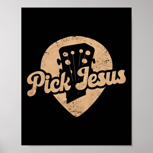 Gitarrplektrum Jesus Musik Pastor Glad Påskdag Gu Poster (Framsidan)
