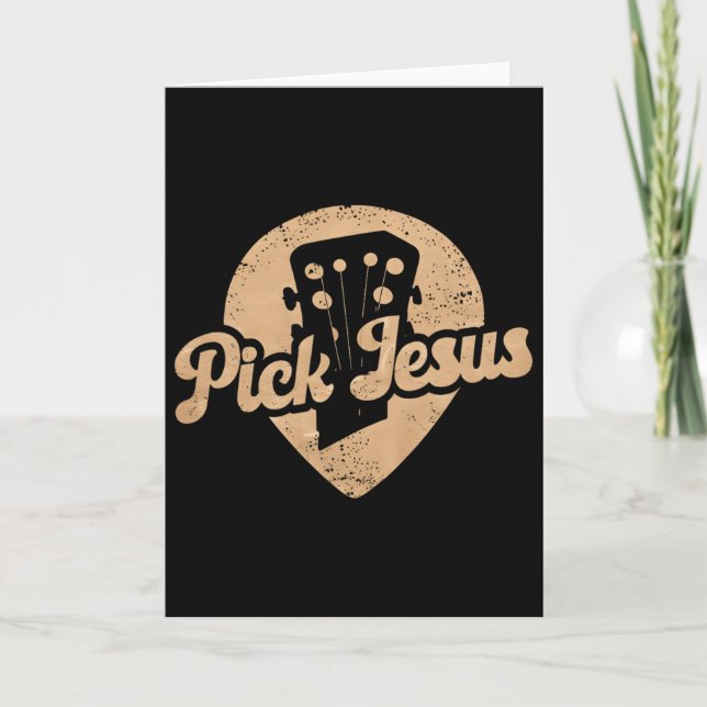 Gitarrplock Jesus Musik Pastor Glad Påskdag Gu Kort (Framsida)