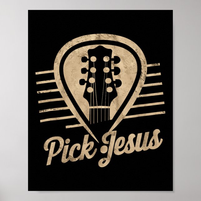 Gitarrplock Jesus Musik Pastor Glad Påskdag Gu Poster (Framsidan)