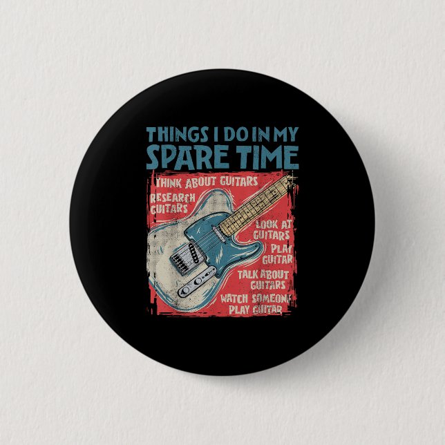 Gitarrsaker jag gör på min fritid Rolig elgitarr Knapp (Framsida)