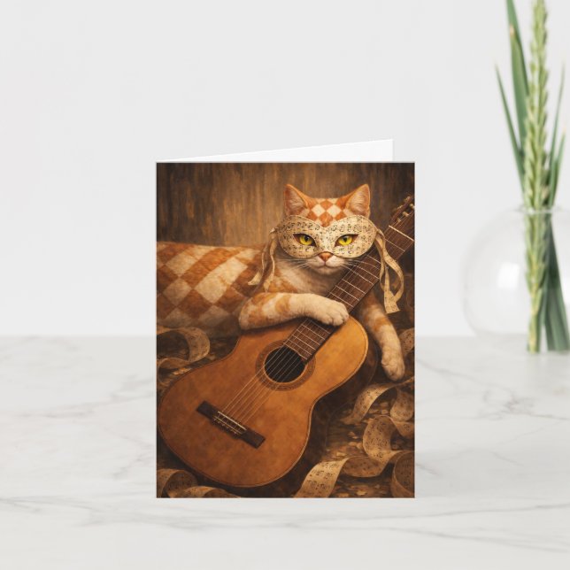 Gitarrserenad, En söt ton Kattporträtt Kort (Framsida)