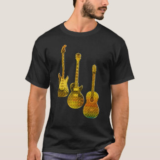 Gitarrskjorta. Retro stil, presenter för gitarrist T Shirt