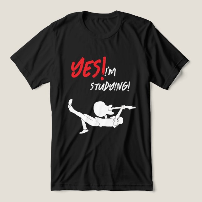 Gitarrspelande elev på väg tillbaka till skolan t shirt (Design Framsida)