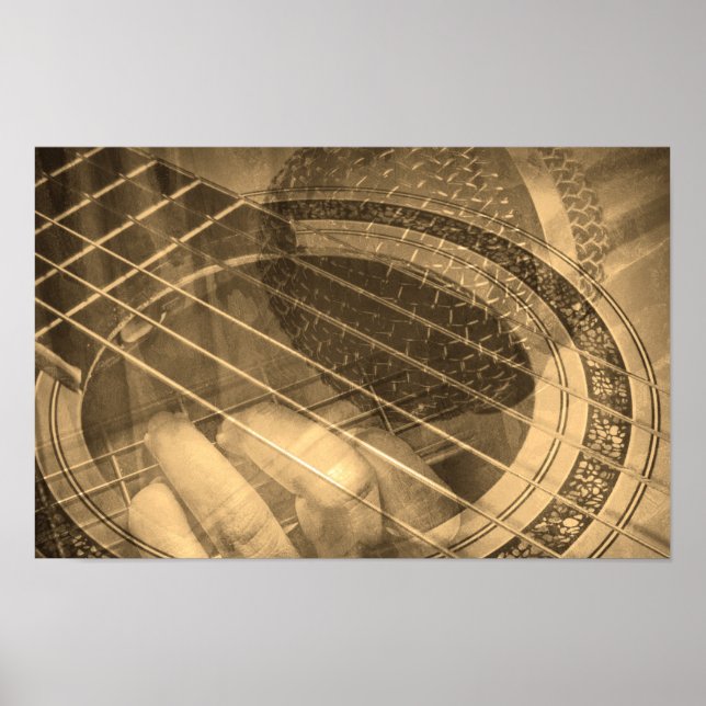 Gitarrspelande sångarutförare collage poster (Framsidan)