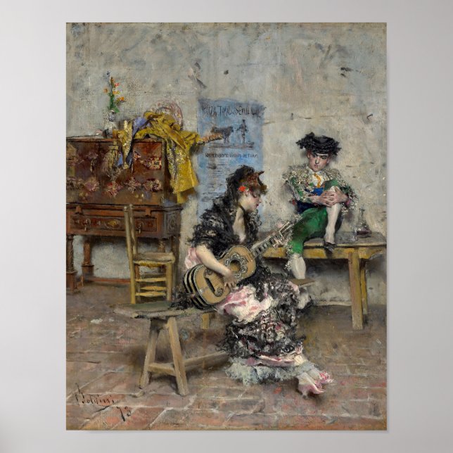 Gitarrspelare av Giovanni Boldini Print Poster (Framsidan)