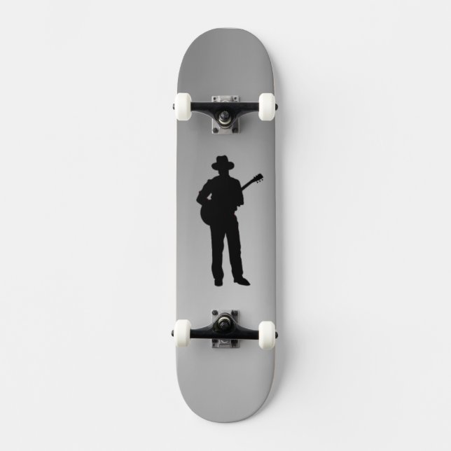 Gitarrspelare med hatt Personlig Old School Skateboard Bräda 18 Cm (Framsida)