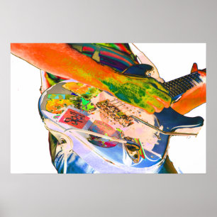 Gitarrspelare, psychadelic färgmusikdesign poster
