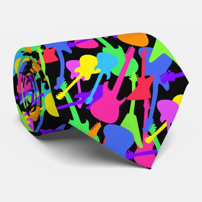 Gitarrstänkmönster Slips (Rullad)