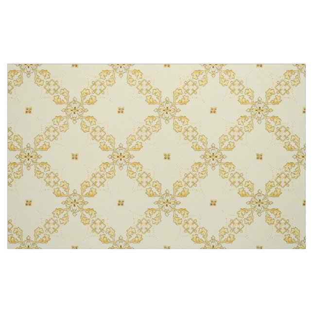 Gitterdesign av geometriska och lövformade medaljo tyg (Fat Quarter)