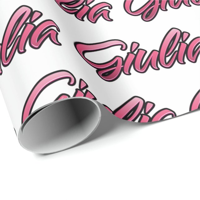 Giulia faded pink personalisiertes Geschenkpapier Presentpapper (Rullad Hörn)
