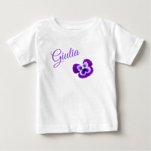 Giulia, Logotypen Namn med Söt Lila Pansy T Shirt