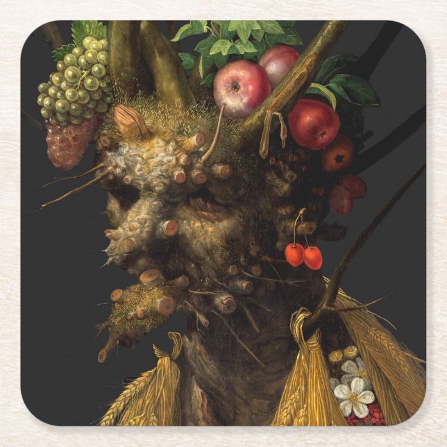 Giuseppe Arcimboldo - fyra säsong i ett huvud Underlägg Papper Kvadrat (Framsidan)