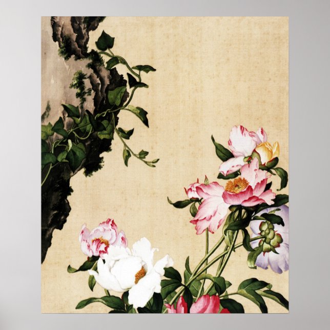 Giuseppe Castiglione - Paeony Fine Art Poster (Framsidan)