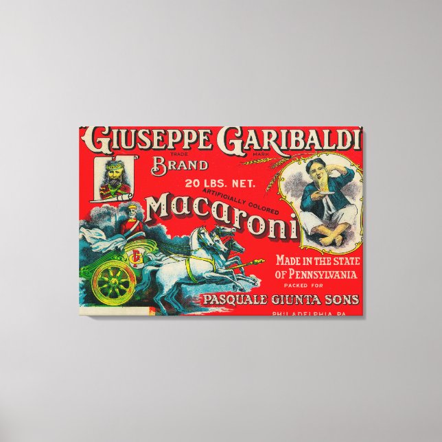 Giuseppe Garibaldi Macaroni-etikett Canvastryck (Framsida)