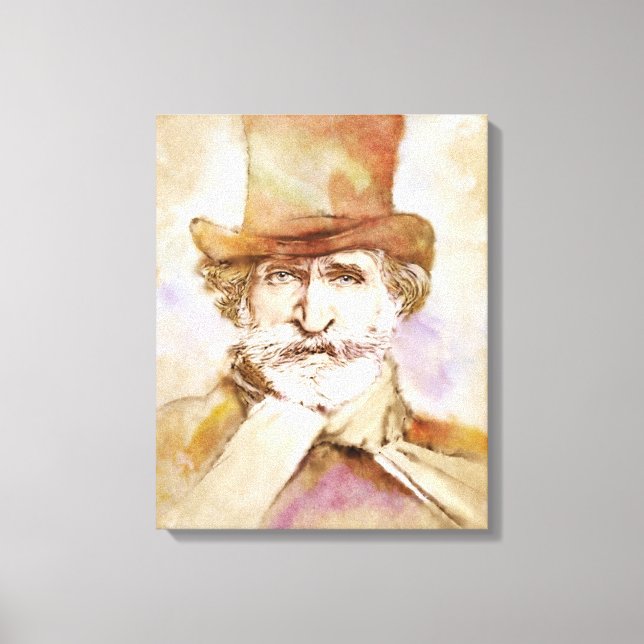 Giuseppe Verdi på Canvas - Watercolor Stil (Framsida)