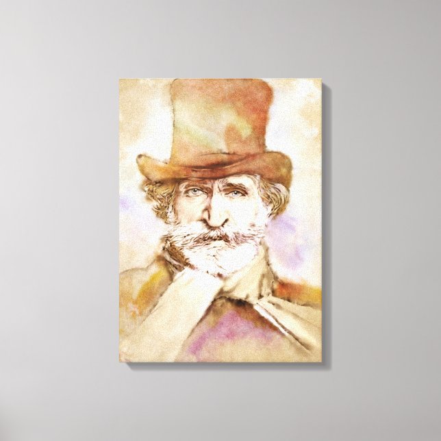 Giuseppe Verdi på Canvas - Watercolor Stil (Framsida)