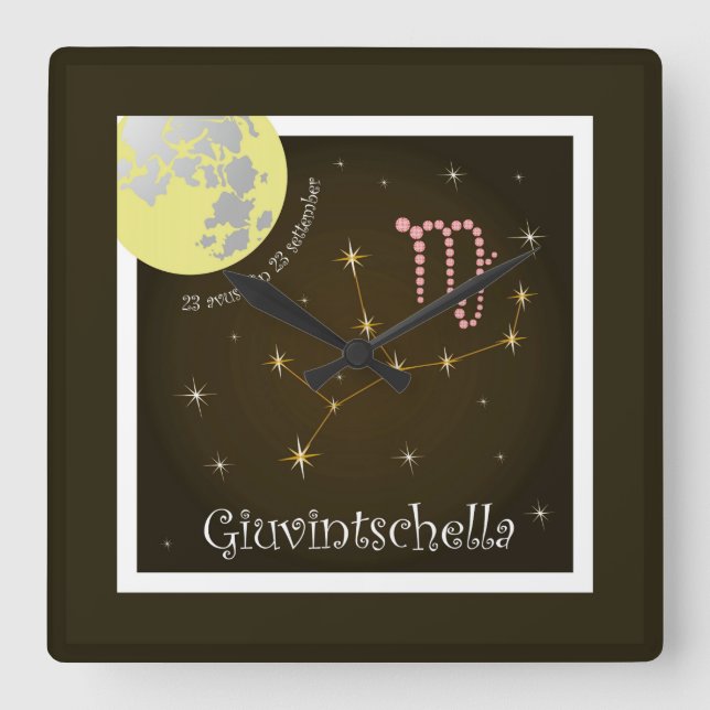 Giuvintschella 23 avust fin 23 september Uhr Fyrkantig Klocka (Framsida)