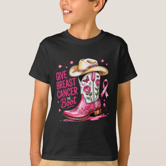 Give Breast Cancer The Boot Breast Cancer Nk Ribbo T Shirt (Framsida)