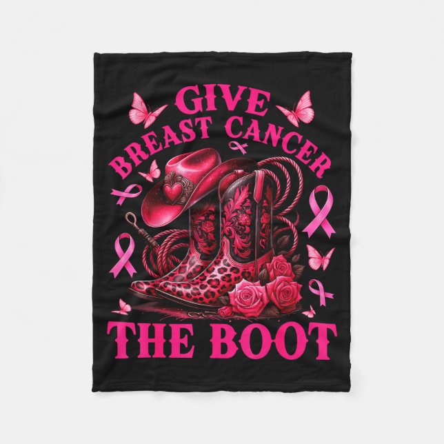 Give Breast Cancer The Boot Cowgirl Cancer Awarene Fleecefilt (Framsidan)
