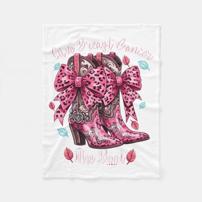 Give Breast Cancer The Boot Nk Cowgirl Western Tee Fleecefilt (Framsidan)