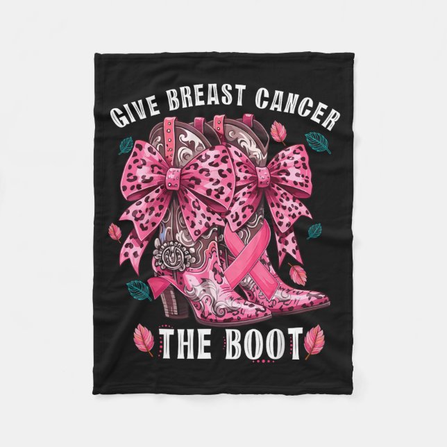 Give Breast Cancer The Boot Nk Cowgirl Western Tee Fleecefilt (Framsidan)