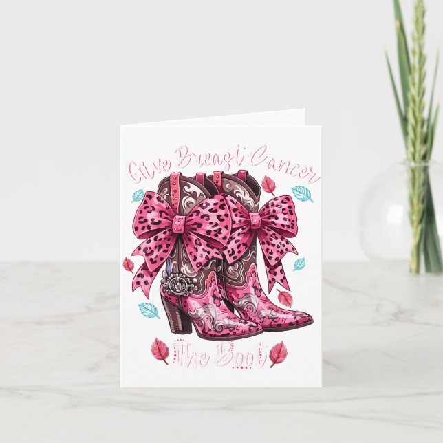 Give Breast Cancer The Boot Nk Cowgirl Western Tee Kort (Framsida)