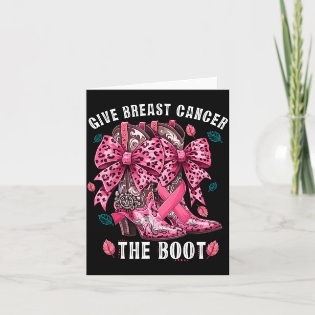 Give Breast Cancer The Boot Nk Cowgirl Western Tee Kort (Framsida)