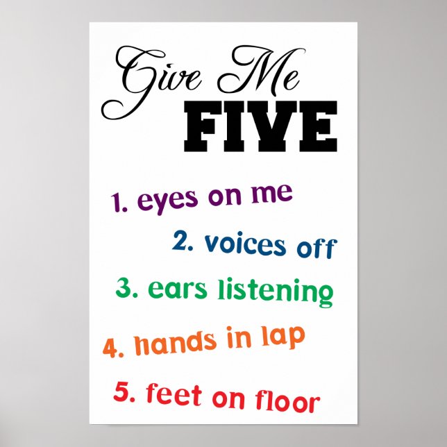 Give Me Five Teacher Poster (Framsidan)