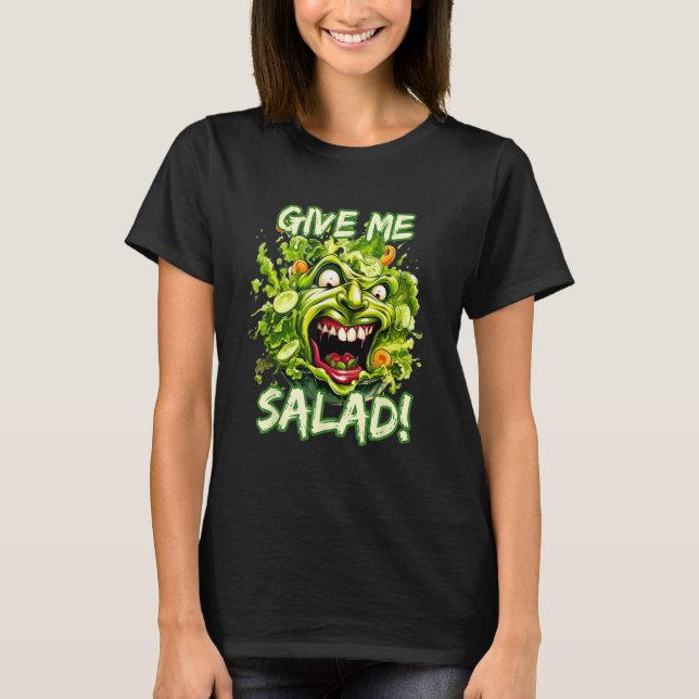 Give Me Salad  Lettuce Face Vegetable Vegan T Shirt (Framsida)
