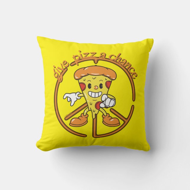 GIVE PIZZA A CHANCE funny pizza pun gift idea      Kudde (Framsida)