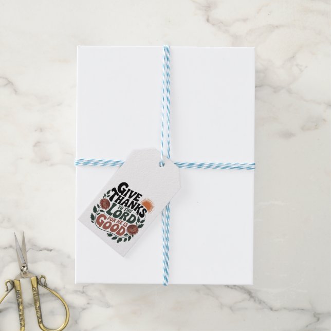 Give Thanks - Christian Presentetikett (Med Snöre)