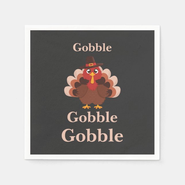 Give Thanks  Funny Gobble Cute Turkey Adult Pappersservett (Framsidan)