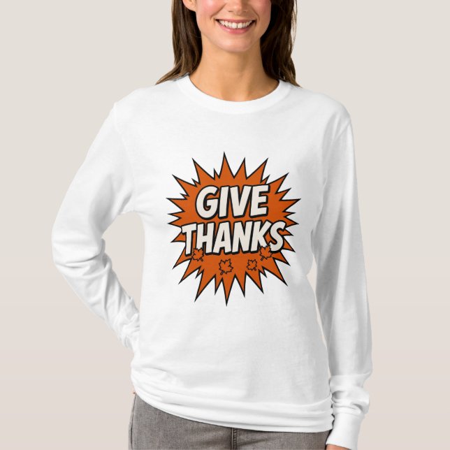 : Give Thanks Grateful Comic Tee (Framsida)