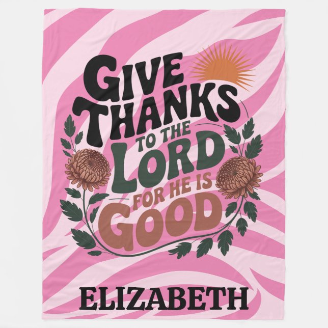 Give Thanks - Personalized Christian Fleecefilt (Framsidan)