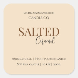 Give Thanks Salted Caramel Candle Label Fyrkantigt Klistermärke