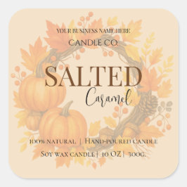 Give Thanks Salted Caramel Candle Label Fyrkantigt Klistermärke
