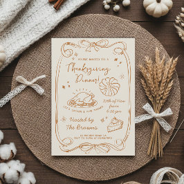 Give Thanks Thanksgiving Dinner Rustic Invitation Inbjudningar