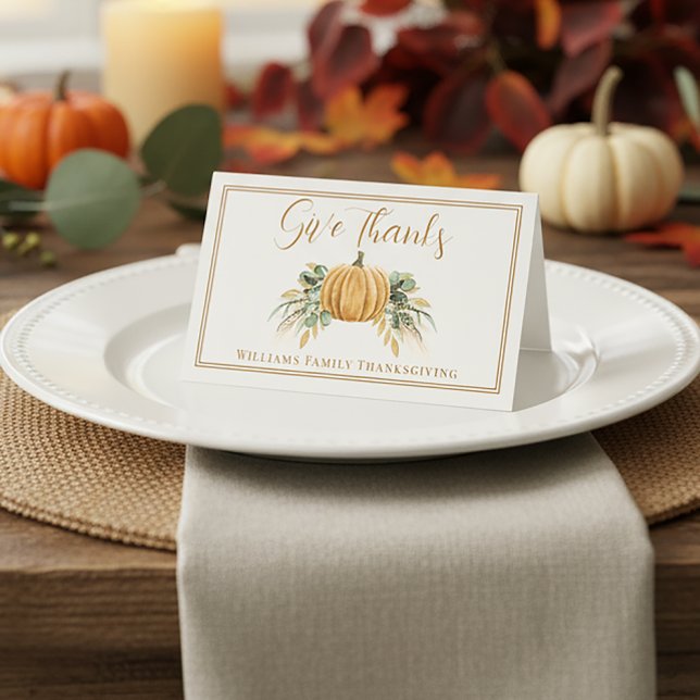 Give Thanks Thanksgiving Gratitude Place Card Kort (Skapare uppladdad)