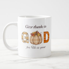 Give Thanks to God Fall Pumpkin Art Jumbo Mugg