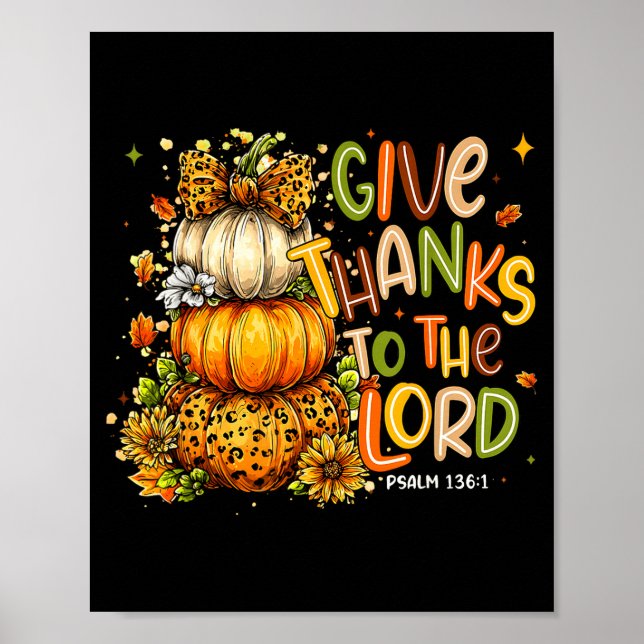 Give Thanks To The Lord Fall Christian Cross Coque Poster (Framsidan)