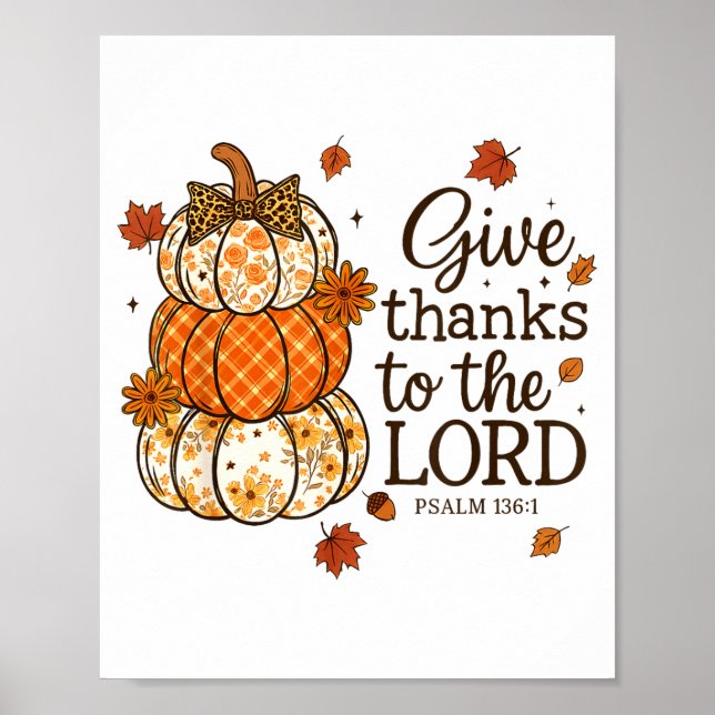 Give Thanks To The Lord Fall Christian Pumpkin Coq Poster (Framsidan)