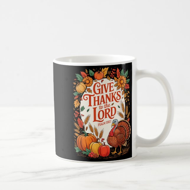 Give Thanks To The Lord Fall Pumpkin Thanksgiving  Kaffemugg (Höger)