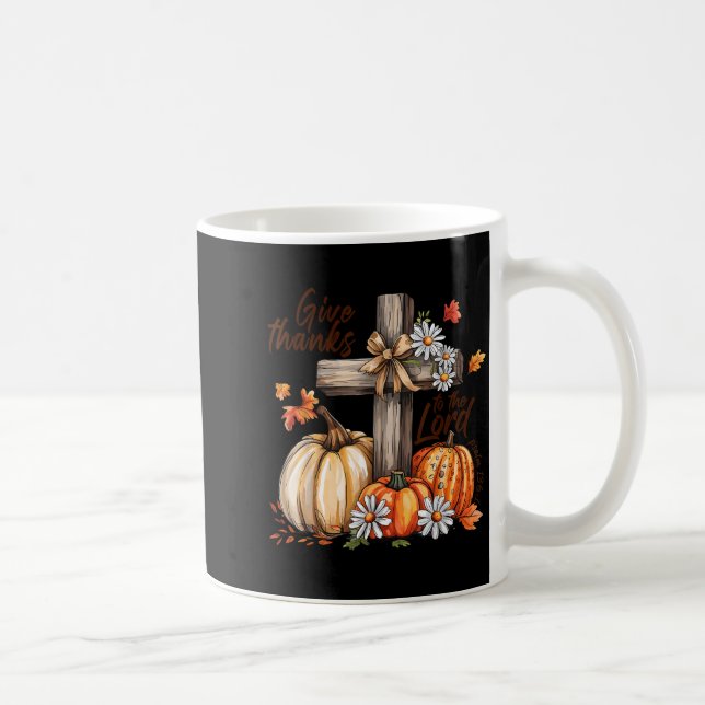Give Thanks To The Lord Fall Pumpkin Thanksgiving  Kaffemugg (Höger)