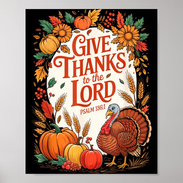 Give Thanks To The Lord Fall Pumpkin Thanksgiving  Poster (Framsidan)