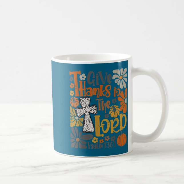 Give Thanks To The Lord Floral Boho Retro Thanksgi Kaffemugg (Höger)