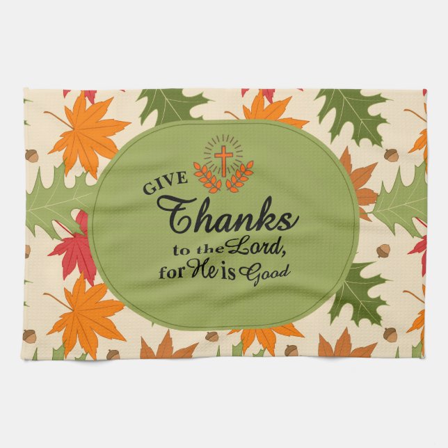 Give Thanks to the Lord | Personalized Fall  Kökshandduk (Horisontell)