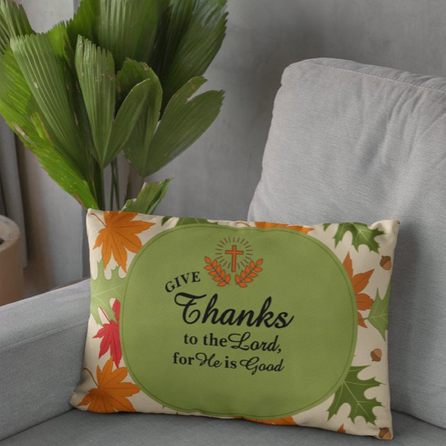 Give Thanks to the Lord | Personalized Fall  Prydnadskudde (Skapare uppladdad)