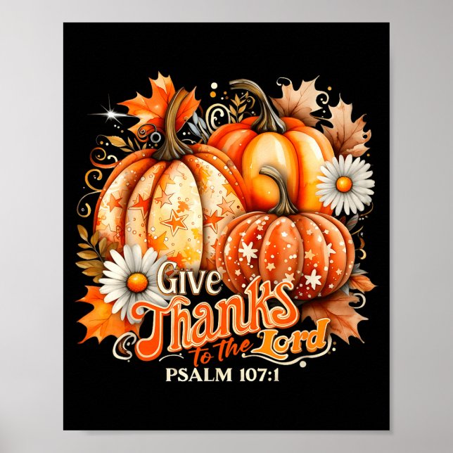 Give Thanks To The Lord Psalm 107_1 Pumpkin Gift  Poster (Framsidan)